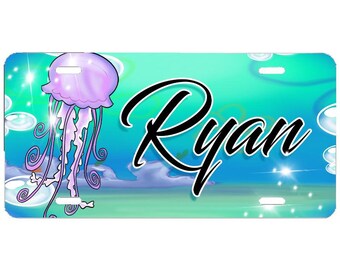 I038 Digitally Airbrush Painted Personalized Custom Jellyfish    Auto License Plate Tag