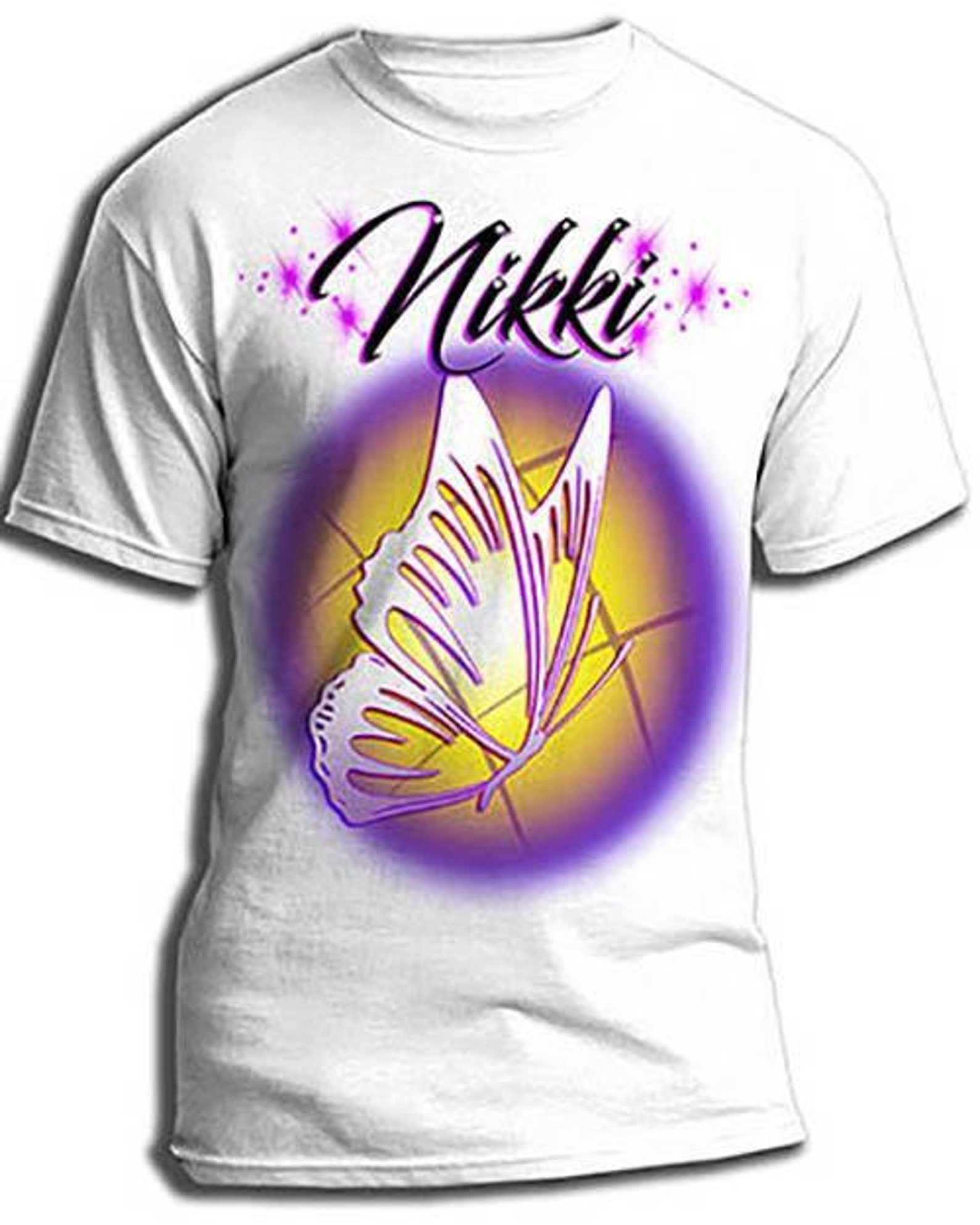 I001 Personalized Airbrush Butterfly Tee Shirt Etsy