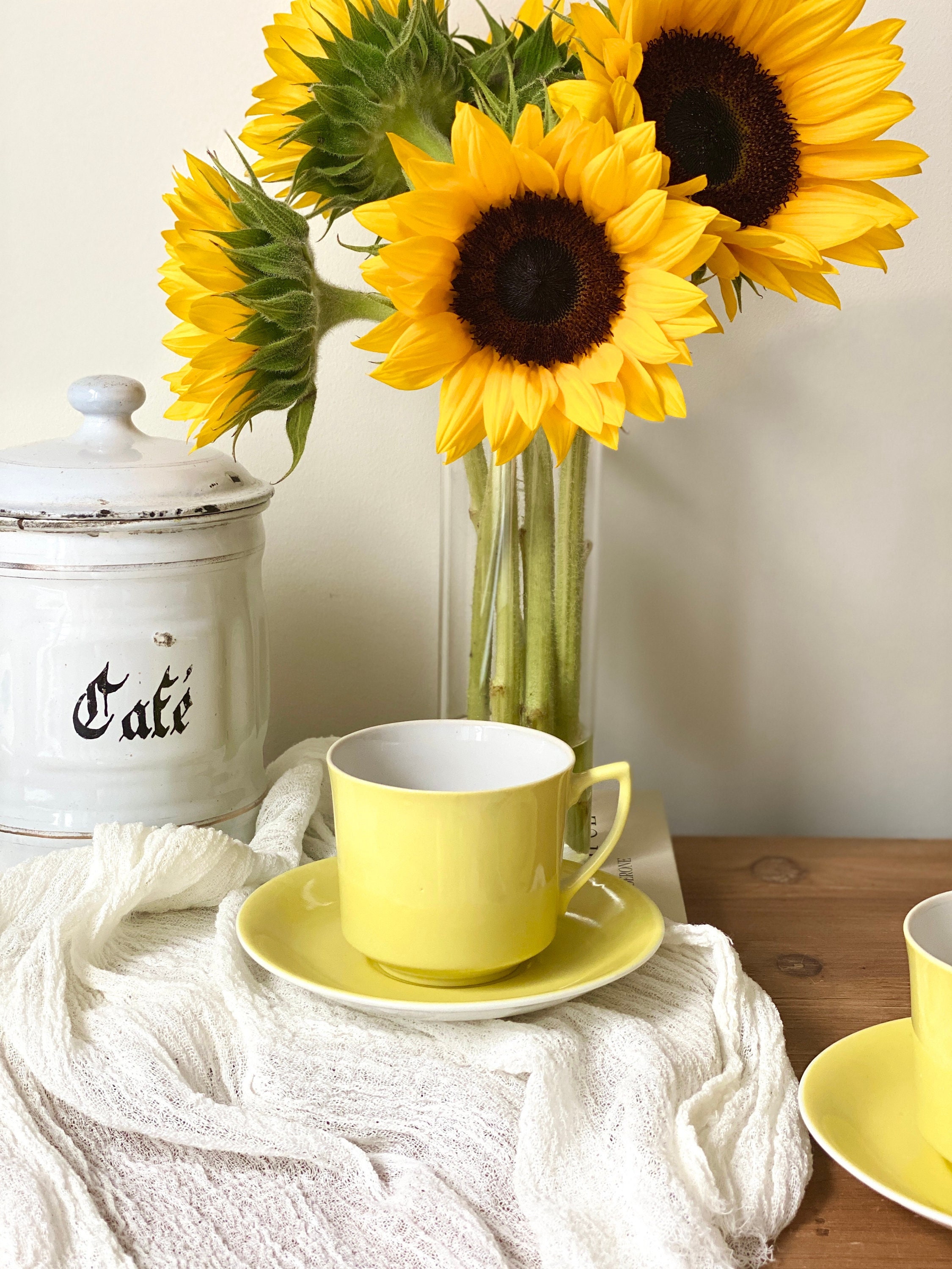 Set 6 Espresso Cups & Saucers Lemon Flowers, Cups and mugs