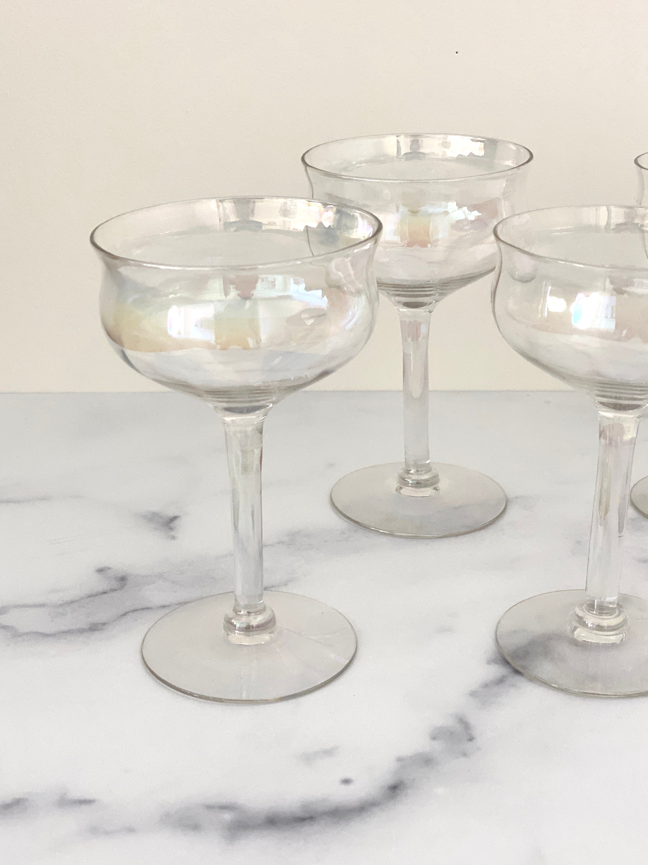 Iridescent Coupe Glasses set of 4 Etsy
