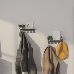 Minimalist Metal Wall Mounted Coat Rack with Storage Shelf