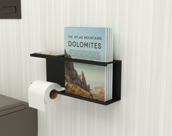 Modern Toilet Paper Holder with Magazine Rack - Bathroom Organizer