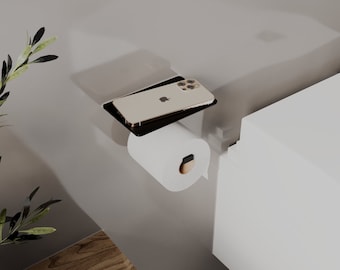 Minimalist Toilet Paper Holder with Shelf: Modern Bathroom Organizer