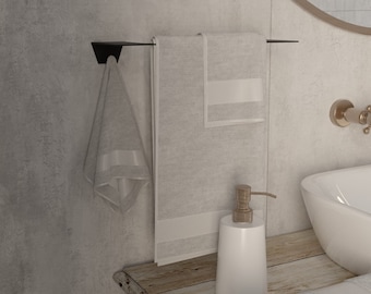 Modern Wall-Mounted Towel Holder with Hooks - Minimalist Hand Towel Rack - Home Decor
