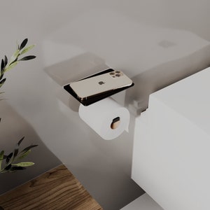 Porta carta igienica minimalista moderno con mensola per il bagno - Elegante organizer per il bagno - Porta fazzoletti