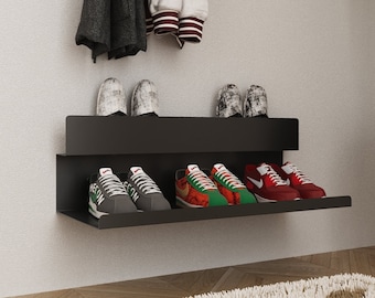 Modern Metal Wall-Mounted Shoe Rack - Entryway Organizer