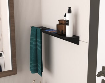 Prateleira de banheiro minimalista com porta-toalhas, porta-toalhas de metal, presente de inauguração