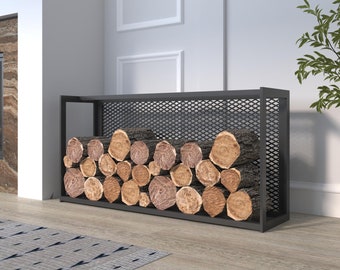 Minimalist Metal Firewood Holder: Decorative Log Storage Rack