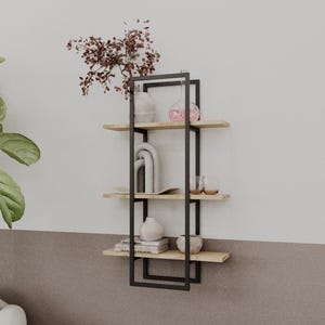 Modern Freestanding Display Shelf with Wooden Shelves, Decorative Display Stand, Housewarming or Wedding Gift