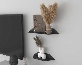 Minimalist Metal Floating Display Shelf for Plants, Trinkets, Books - Curio Shelf