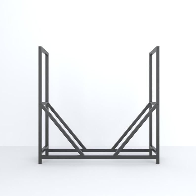 Modern metal firewood rack, vertical log holder with spacious storage for logs, available in black, white, gold, and anthracite.