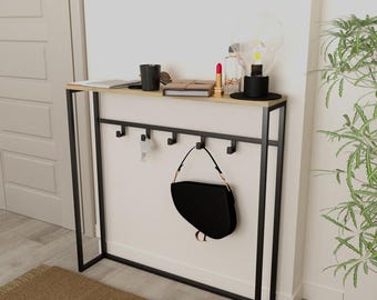 Ingangsconsoletafel met haken, moderne opbergplank in de gang