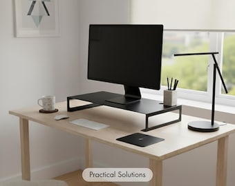 Personalized Metal Monitor Stand, Desk Organizer Monitor Riser, Custom Name Office Gift