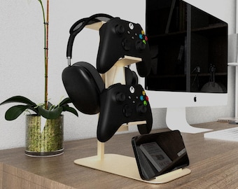 Metal Gaming Controller Stand: Headset Holder & Phone Dock
