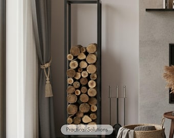 Metal Log Rack, Firewood Storage Organizer for Fireplace