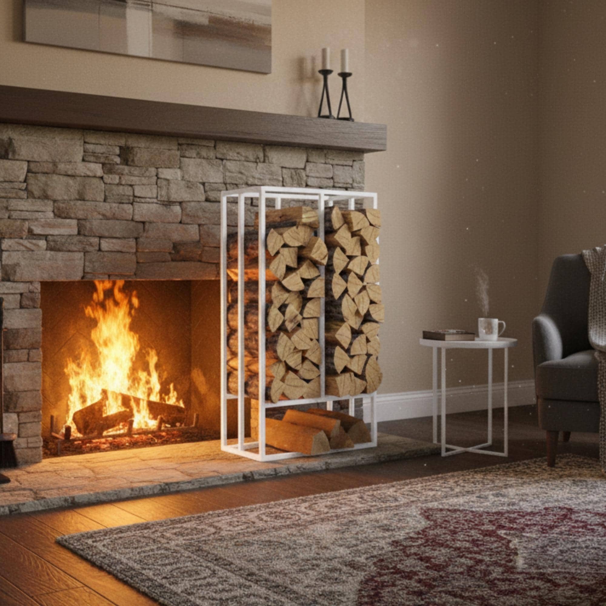 Fireplace Log Storage Rack, Metal Firewood Holder - Etsy