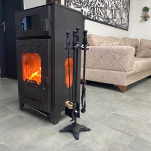 Moderne zwarte gereedschapsset voor open haarden, accessoires voor houtkachels