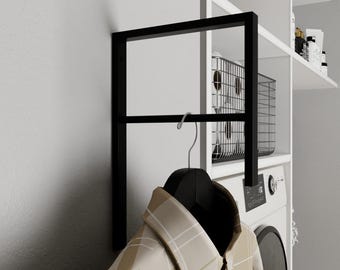 Wall Mounted Metal Clothing Rack, Minimalist Clothes Hanger, Modern Laundry Room Organizer, Coat Rack