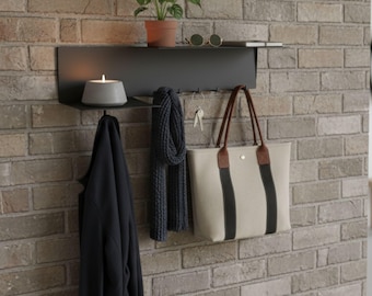 Entryway Shelf with Hooks, Coat Rack, Key Holder Organizer