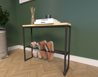 Modern Entryway Console Table with Slipper Rack