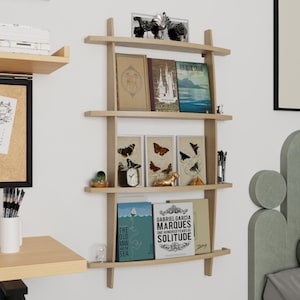 Montessori Wooden Book Display Shelf: Leaning Kids Room Storage