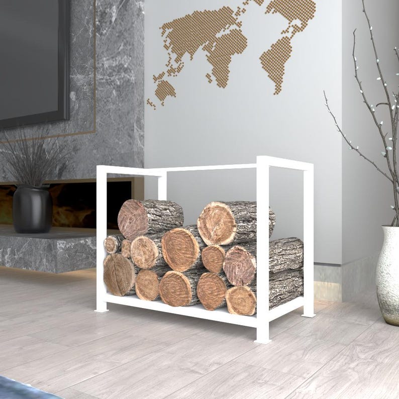 Modern Log Rack Modern Indoor Firewood Log Holder - Metal Fireplace Wood Rack ...