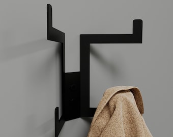 Modern Metal Wall Hook Rack For Entryway or Bathroom, Industrial Coat Hook Organizer