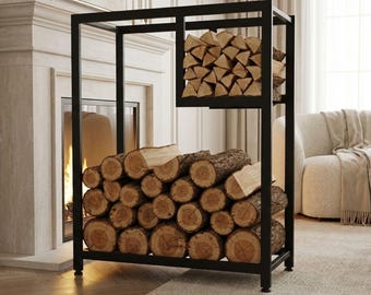 Modern Firewood Storage Rack, Log Holder for Fireplace, Indoor Wood Stand