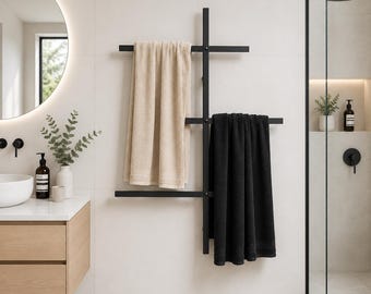 Decorative Bathroom Towel Holder, Metal Towels Organizer, Wall Mounted Hand Bath Rack