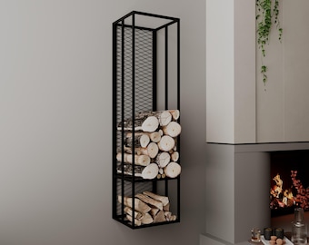 Minimalist Metal Firewood Rack: Wall-Mounted Modern Log Holder