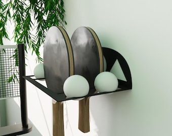 Modern Metal Ping Pong Paddle & Ball Rack: Wall-Mounted Table Tennis Storage