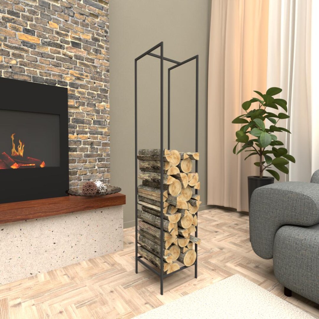 Log Rack Tower Modern Metal Firewood Rack: Rustic Indoor/outdoor Log Holder - Etsy