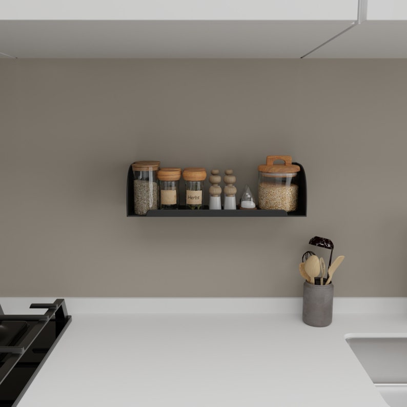Schlankes Wandregal aus Metall Moderne Aufbewahrungslösung für die Küche Minimalistisches Badezimmerregal Bild 2