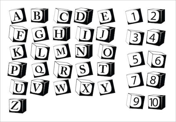 letter block clipart black and white