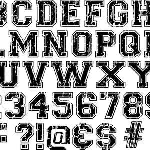 Police de caractère universitaire en détresse Svg, svg de l'alphabet en détresse universitaire, lettres et chiffres en détresse universitaire