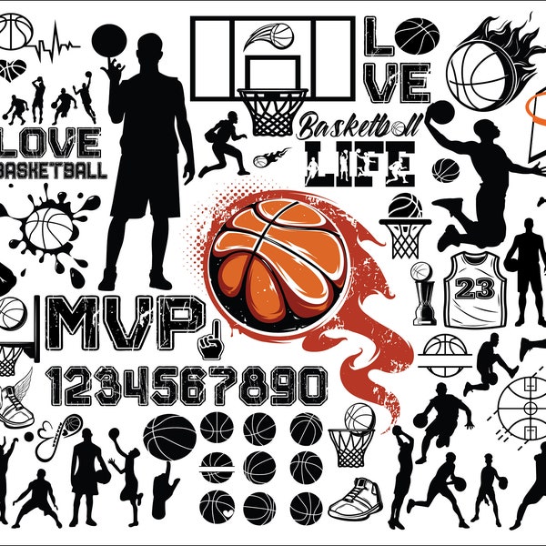 BASKETBALL BUNDLE SVG, Basketball Svg, Basketball Svg for Cricut, Basketball Player Svg, Ball Svg, Love Basketball Svg, Silhouette, Png, Dxf