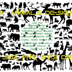 DIEREN BUNDEL Svg, Dieren Svg, Bosdieren Svg, Afrikaanse dieren Svg, Dierlijke Clipart Silhouet, Bestanden voor Cricut, Dierentuindieren, Safari