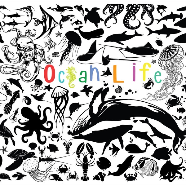 OCEAN ANIMALS Svg, Ocean Svg, Sea Animals Svg, Sea Svg, Ocean Animals Silhouette, Under the Sea Svg, Sea creatures Svg, Sea Life Svg, Png