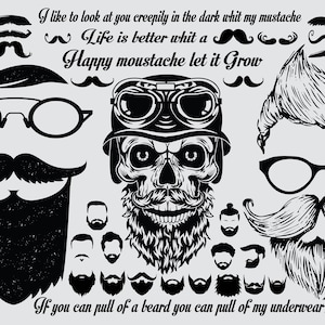 MUSTACHE BUNDLE Svg, Schnurrbart Svg, Bart Svg, Haar Svg, Vatertag, Schnurrbart Clipart, Schnittdateien für Silhouette, Dateien für Cricut, Png svg
