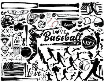 Baseball Svg, Baseball Bundle Svg, Baseball Silhouette, Baseball Ball SVG, Baseball Player SVG, Baseball Bat SVG, Baseball Stitches Svg -Png