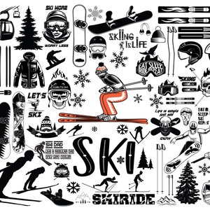 ESQUI SVG, Ski Svg, Pacote de esqui Svg, Capacete de esqui Svg, Óculos de esqui Svg, Botas de esqui Svg, Arquivos de esqui para Cricut, Arquivos de corte de esqui para silhueta