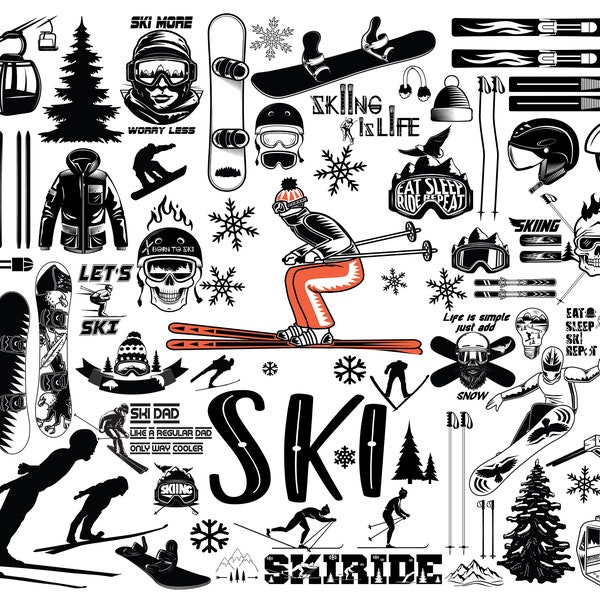 SKIING SVG, Ski Svg, Ski Bundle Svg, Ski Helmet Svg, Ski Goggles Svg, Ski Boots Svg,Skiing Files for Cricut, Skiing Cut Files For Silhouette