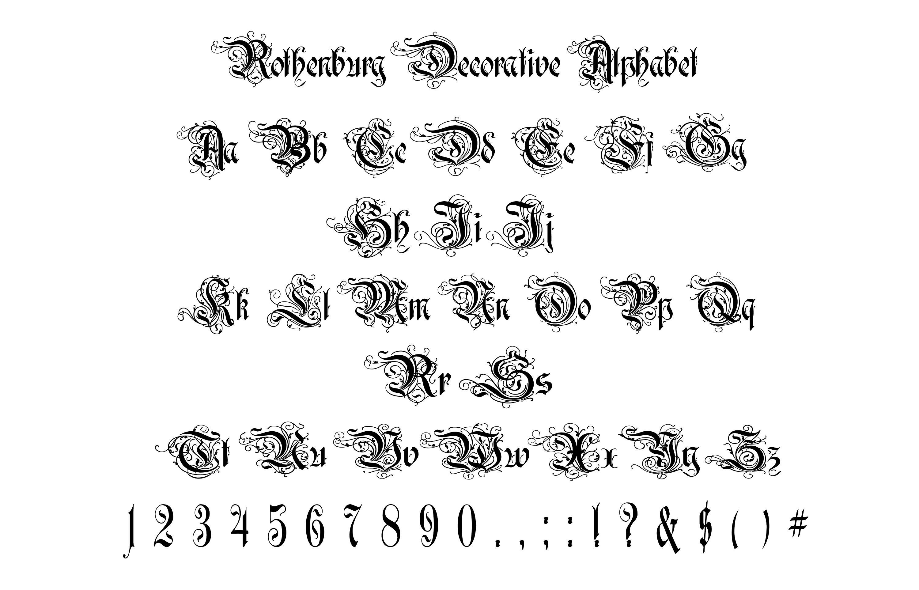 Rothenburg Decorative Alphabet Svg, Rothenburg Decorative Letters and  Numbers Svg for Cricut 