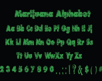 MARIJUANA ALPHABET FONT Svg, fonts bundle, Sillhoutte Svg, Sans Serif Svg, files for cricut , Digital Cut Files