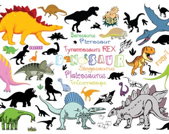 DINOSAUR BUNDLE Svg, Dinosaur Svg, Dinosaur Cricut, Dinosaur Silhouette, Baby Dinosaur Svg, Dinosaur Vector, T-Rex Silhouette Bundle