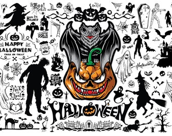 HALLOWEEN BUNDLE Svg, Halloween Clipart, Halloween Svg, Halloween Silhouette,Spiderwebs Svg, Halloween Ghost Svg,Happy Halloween Svg
