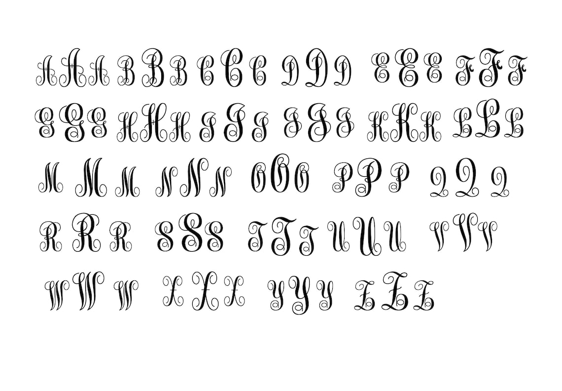 INTERLOCKING VINE MONOGRAM Svg Monogram Font Svg Vine Etsy