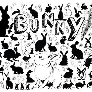 BUNNY BUNDLE SVG, Svg de lapin, lapin de Pâques, Svg de Pâques, Clipart lapin, vecteur de lapin, vecteur de lapin, Silhouette de lapin fichiers coupés pour Cricut, Png