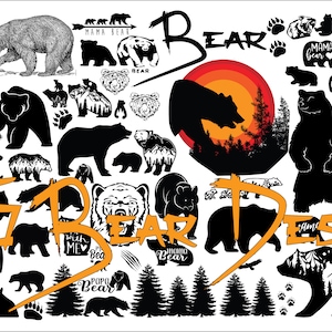 BEAR BUNDLE Svg, Svg ours, papa ours, Svg maman ours, bébé ours Svg, Svg silhouette ours, Svg animal, patte d'ours, Svg famille ours