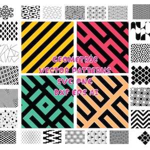 パターン バンドル SVG、幾何学模様、背景パターン バンドル SVG ファイル (Cricut 用)、透明な背景、シームレスな幾何学模様